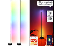Luminea Home Control 2er-Set WLAN-Steh-/Eck-Leuchten mit RGB-CCT-IC-LEDs, 12W, App, schwarz; WLAN-LED-Lampen E27 RGBW WLAN-LED-Lampen E27 RGBW WLAN-LED-Lampen E27 RGBW WLAN-LED-Lampen E27 RGBW 