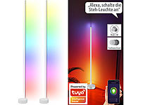Luminea Home Control 2er-Set WLAN-Steh-/Eck-Leuchten mit RGB-CCT-IC-LEDs, 12 W, App, weiß; WLAN-LED-Lampen E27 RGBW WLAN-LED-Lampen E27 RGBW WLAN-LED-Lampen E27 RGBW WLAN-LED-Lampen E27 RGBW 