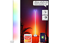 Luminea Home Control WLAN-Steh-/Eck-Leuchte mit RGBW-IC-LEDs, 12 W, dimmbar, App, weiß; WLAN-LED-Lampen E27 RGBW WLAN-LED-Lampen E27 RGBW WLAN-LED-Lampen E27 RGBW WLAN-LED-Lampen E27 RGBW 
