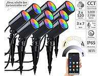 Luminea Home Control 3x 3er-Set WLAN-Gartenstrahler, dimmbar, RGB & CCT, je 520 lm, App; Wetterfeste WLAN-Fluter mit RGB-CCT-LEDs, App-Steuerung Wetterfeste WLAN-Fluter mit RGB-CCT-LEDs, App-Steuerung Wetterfeste WLAN-Fluter mit RGB-CCT-LEDs, App-Steuerung Wetterfeste WLAN-Fluter mit RGB-CCT-LEDs, App-Steuerung 