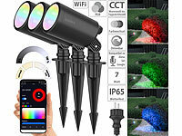 Luminea Home Control 3er-Set WLAN-Gartenstrahler, RGB & CCT, 7 W, 520 lm, IP65, App; Wetterfeste WLAN-Fluter mit RGB-CCT-LEDs, App-Steuerung Wetterfeste WLAN-Fluter mit RGB-CCT-LEDs, App-Steuerung Wetterfeste WLAN-Fluter mit RGB-CCT-LEDs, App-Steuerung Wetterfeste WLAN-Fluter mit RGB-CCT-LEDs, App-Steuerung 