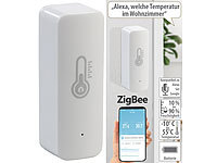 Luminea Home Control ZigBee-Temperatur & Luftfeuchtigkeits-Sensor mit App, Sprachsteuerung; WLAN-Tür & Fensteralarme WLAN-Tür & Fensteralarme WLAN-Tür & Fensteralarme WLAN-Tür & Fensteralarme 