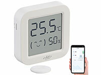 infactory Mini-Thermo-/Hygrometer, Komfort-Anzeige, LCD-Display, Bluetooth, App; Deko-Ostereier-Sets 