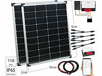 revolt Solarstrom-Set: MPPT-Laderegler mit 2x 110-W-Solarmodul, bis 20 A, App; 2in1-Solar-Generatoren & Powerbanks, mit externer Solarzelle 2in1-Solar-Generatoren & Powerbanks, mit externer Solarzelle 2in1-Solar-Generatoren & Powerbanks, mit externer Solarzelle 