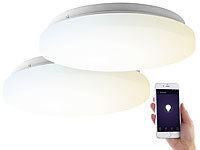 Luminea Home Control 2er-Set WLAN-LED-Deckenleuchten für Amazon Alexa&Google Assistant, 18W; WLAN-USB-Stimmungsleuchten mit RGB + CCT-LEDs und App WLAN-USB-Stimmungsleuchten mit RGB + CCT-LEDs und App 