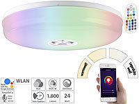 Luminea Home Control LED-Deckenleuchte RGB + CCT, mit WLAN, App und Sprachsteuerung; WLAN-LED-Deckenleuchte CCT WLAN-LED-Deckenleuchte CCT 