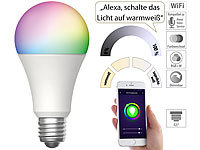 Luminea Home Control WLAN-LED-Lampe für Amazon Alexa/Google Assistant, E27, RGB, CCT, 12 W; WLAN-LED-Filament-Lampe E27 weiß WLAN-LED-Filament-Lampe E27 weiß 