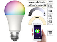 Luminea Home Control WLAN-LED-Lampe, für Amazon Alexa und Google Assistant, E27, RGBW, 15 W; WLAN-LED-Filament-Lampe E27 weiß WLAN-LED-Filament-Lampe E27 weiß 