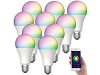 Luminea Home Control 10er-Set WLAN-LED-Lampen, E27, RGB-CCT, 9W (ersetzt 75W), F, 80lm, App; WLAN-LED-Filament-Lampe E27 weiß WLAN-LED-Filament-Lampe E27 weiß WLAN-LED-Filament-Lampe E27 weiß WLAN-LED-Filament-Lampe E27 weiß 