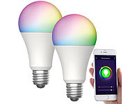 Luminea Home Control 2er-Set WLAN-LED-Lampen, für Amazon Alexa/GA, E27, RGB, CCT, 12 W; WLAN-LED-Filament-Lampe E27 weiß WLAN-LED-Filament-Lampe E27 weiß 