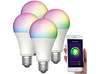 Luminea Home Control 4er-Set WLAN-LED-Lampen, für Amazon Alexa/GA, E27, RGB, CCT, 12 W; WLAN-LED-Filament-Lampe E27 weiß WLAN-LED-Filament-Lampe E27 weiß 