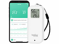 Luminea Home Control Thermohygrometer; WLAN-Temperatur- & Luftfeuchtigkeits-Sensoren mit App-Auswertungen WLAN-Temperatur- & Luftfeuchtigkeits-Sensoren mit App-Auswertungen WLAN-Temperatur- & Luftfeuchtigkeits-Sensoren mit App-Auswertungen 