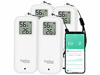 Luminea Home Control WiFi Thermometer außen; WLAN-Temperatur- & Luftfeuchtigkeits-Sensoren mit App-Auswertungen WLAN-Temperatur- & Luftfeuchtigkeits-Sensoren mit App-Auswertungen WLAN-Temperatur- & Luftfeuchtigkeits-Sensoren mit App-Auswertungen 