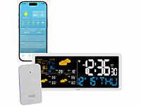 Luminea Home Control Funkwetterstation, Farbwetterstationen; WLAN-Temperatur- & Luftfeuchtigkeits-Sensoren mit App-Auswertungen WLAN-Temperatur- & Luftfeuchtigkeits-Sensoren mit App-Auswertungen WLAN-Temperatur- & Luftfeuchtigkeits-Sensoren mit App-Auswertungen