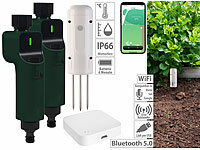 Luminea Home Control BodenFeuchtigkeits&Temperatursensor,ZigbeeGateway,2x Bewässerungscomp.; WLAN-Gateways mit Bluetooth, WLAN-Temperatur- & Luftfeuchtigkeits-Sensoren mit App und Sprachsteuerung WLAN-Gateways mit Bluetooth, WLAN-Temperatur- & Luftfeuchtigkeits-Sensoren mit App und Sprachsteuerung WLAN-Gateways mit Bluetooth, WLAN-Temperatur- & Luftfeuchtigkeits-Sensoren mit App und Sprachsteuerung 