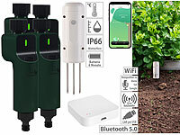 Luminea Home Control BodenFeuchtigkeits&Temperatursensor,ZigbeeGateway,4x Bewässerungscomp.; WLAN-Gateways mit Bluetooth, WLAN-Temperatur- & Luftfeuchtigkeits-Sensoren mit App und Sprachsteuerung WLAN-Gateways mit Bluetooth, WLAN-Temperatur- & Luftfeuchtigkeits-Sensoren mit App und Sprachsteuerung WLAN-Gateways mit Bluetooth, WLAN-Temperatur- & Luftfeuchtigkeits-Sensoren mit App und Sprachsteuerung 