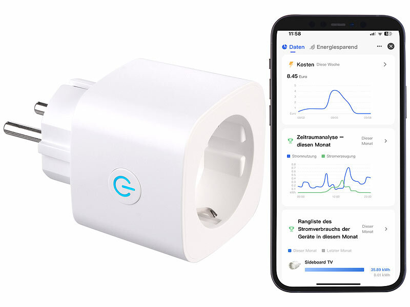 ; WLAN-Steckdosen mit Stromkosten-Messfunktion WLAN-Steckdosen mit Stromkosten-Messfunktion WLAN-Steckdosen mit Stromkosten-Messfunktion 