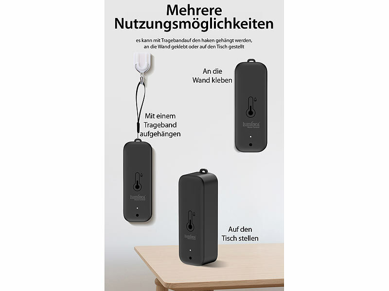 ; WLAN-Temperatur- & Luftfeuchtigkeits-Sensoren mit App-Auswertungen WLAN-Temperatur- & Luftfeuchtigkeits-Sensoren mit App-Auswertungen WLAN-Temperatur- & Luftfeuchtigkeits-Sensoren mit App-Auswertungen 