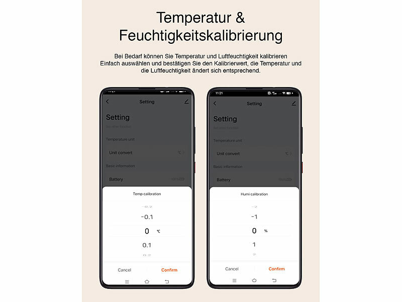 ; Temperatur- & Luftfeuchtigkeits-Sensor mit Bluetooth, App und Sprachsteuerung Temperatur- & Luftfeuchtigkeits-Sensor mit Bluetooth, App und Sprachsteuerung Temperatur- & Luftfeuchtigkeits-Sensor mit Bluetooth, App und Sprachsteuerung 