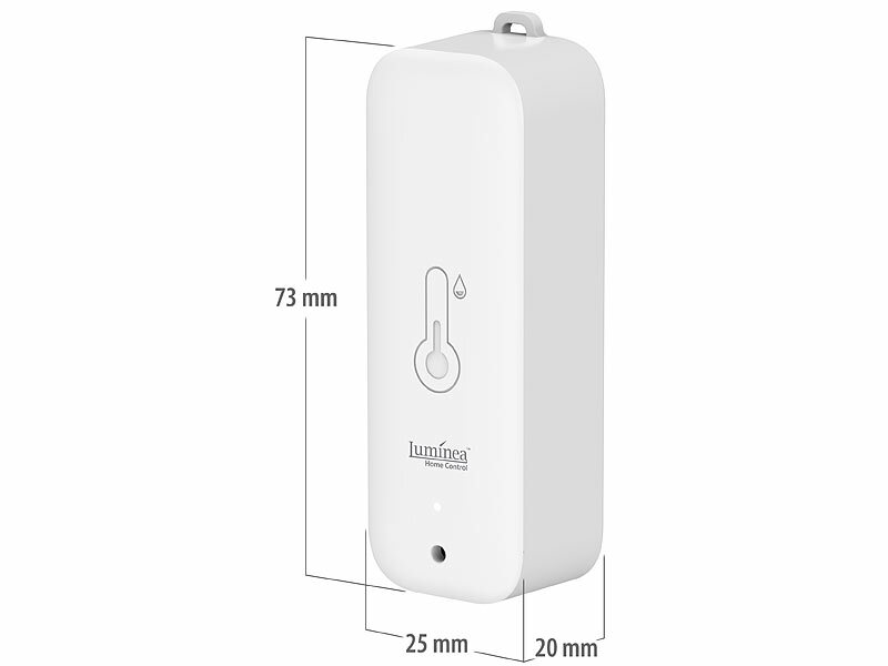 ; Temperatur- & Luftfeuchtigkeits-Sensor mit Bluetooth, App und Sprachsteuerung Temperatur- & Luftfeuchtigkeits-Sensor mit Bluetooth, App und Sprachsteuerung Temperatur- & Luftfeuchtigkeits-Sensor mit Bluetooth, App und Sprachsteuerung 